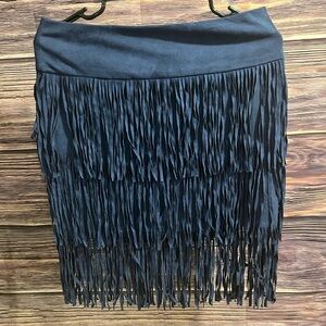 Romeo & Juliet Couture Navy Fringe Mini Skirt